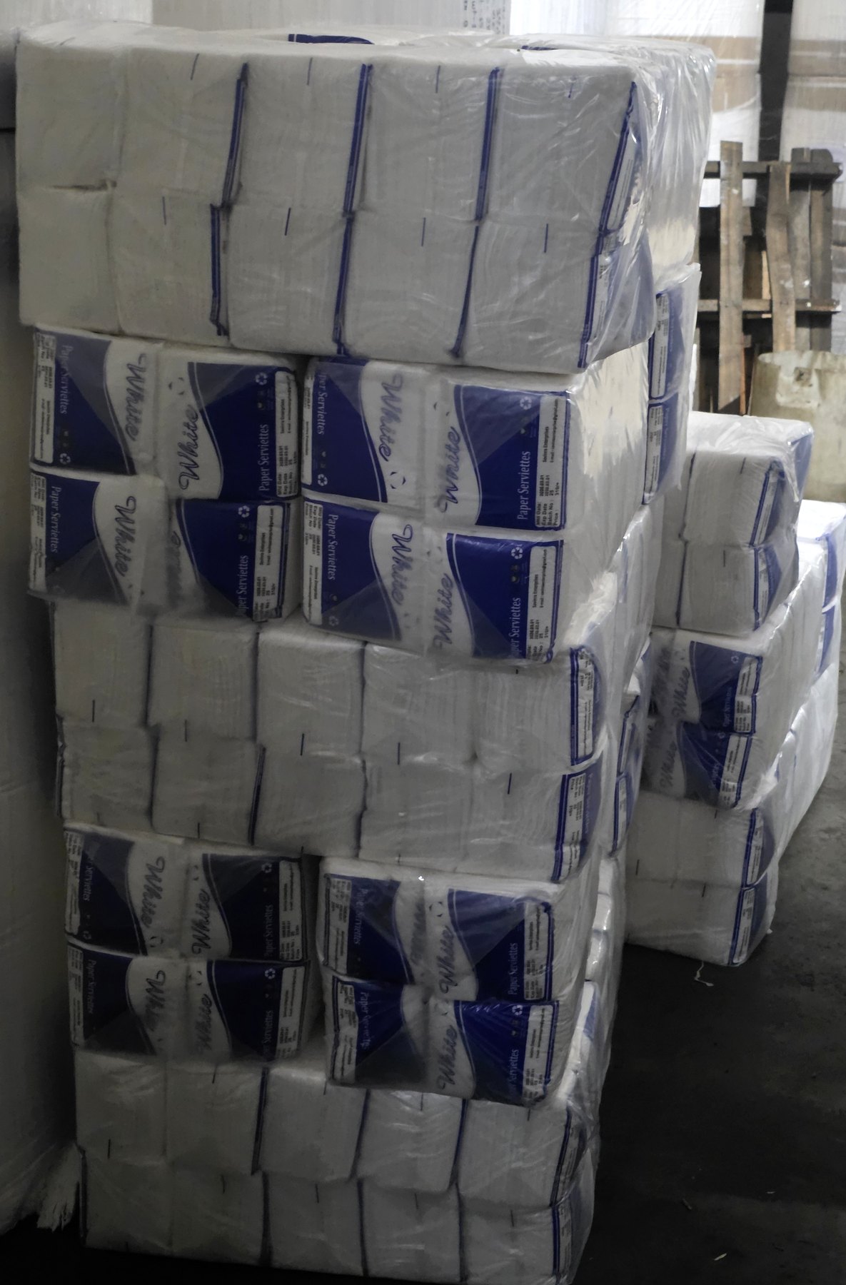 Paper rolls in warehouse storage