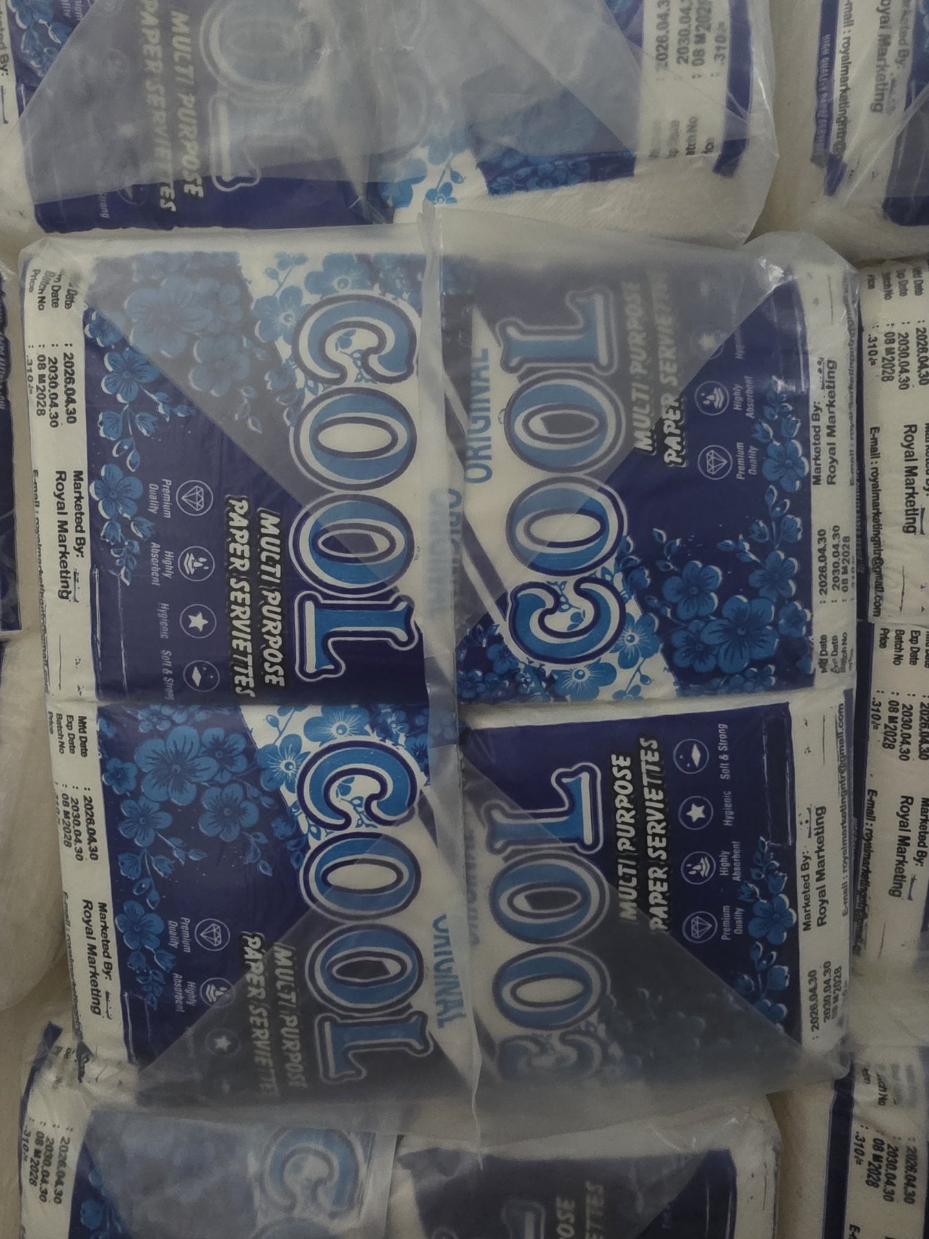 Warehouse view of imported paper rolls
