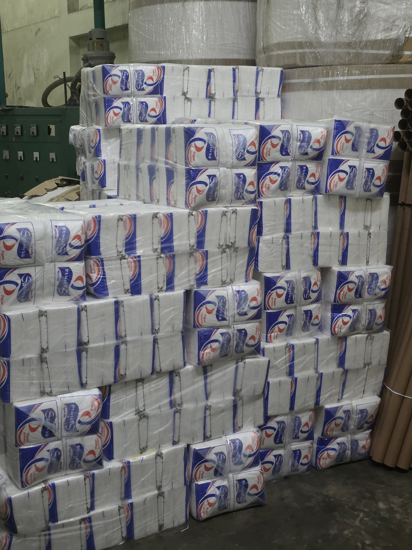 Large warehouse rolls prepared for conversion