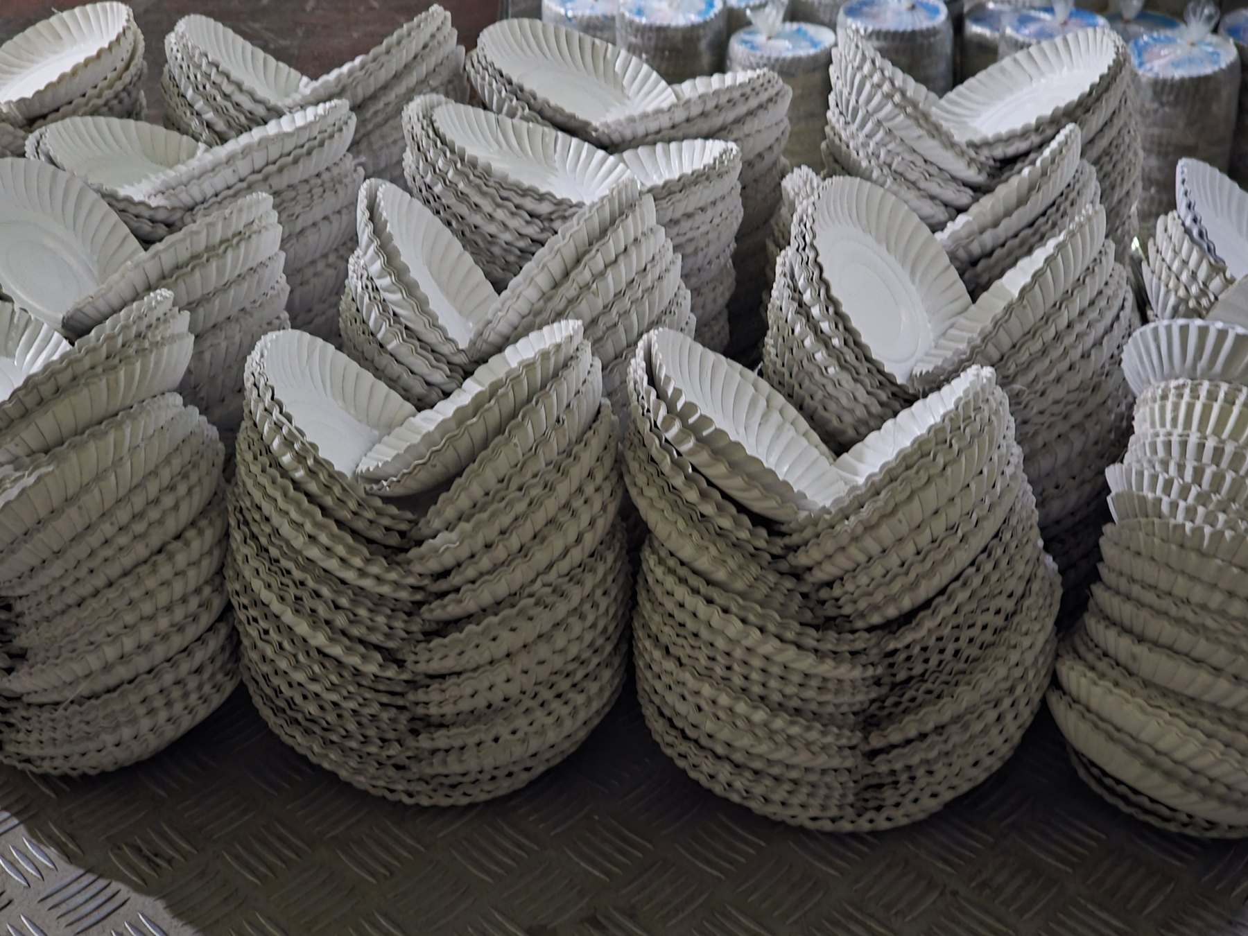 Stock position of wrapped paper rolls
